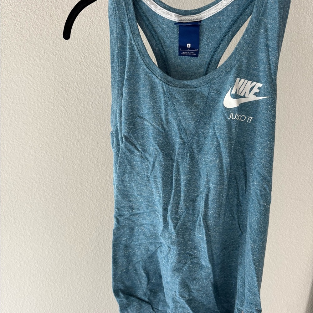 Nike Teal and White Tank Top